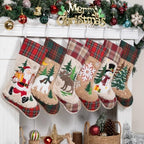LUBOT 6 Pack Christmas Stockings Set of 6 Large Family Xmas Stocking Embroidered 20" Plush Plaid Matching Rustic Farmhouse Country Fireplace Hanging Holiday Decor by LUBOT