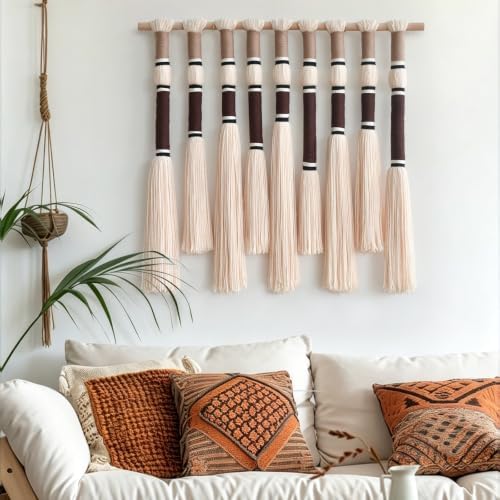 Macrame Wall Hanging Brown Boho Wall Decor for Living Room 27"W x 25"L - Image 2