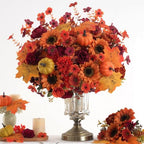 Mixed 12 Pcs Fall Artificial Flowers, Sunflower Peony Bouquet with Maple Leaves Pumpkins, Autumn Faux Floral Arrangements for Table,Thanksgiving, Halloween, Porch Planters, Garden Patio Outdoors Decor - Image 3