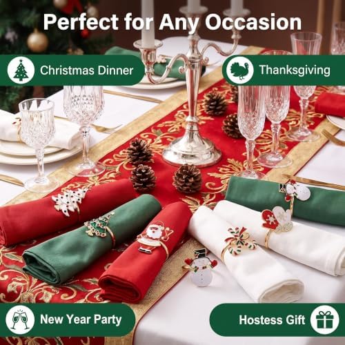 Christmas Napkin Rings Set of 12 Xmas Napkin Ring - Image 4