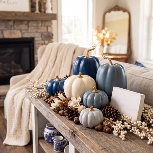 RattanView 7 Pcs Fall Pumpkins Decor, Resin Thanksgiving Table Centerpiece - Image 2