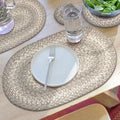 Homespice Grey Cloud Jute Braided Placemats, Oval 13x19 Set of 4 by Homespice