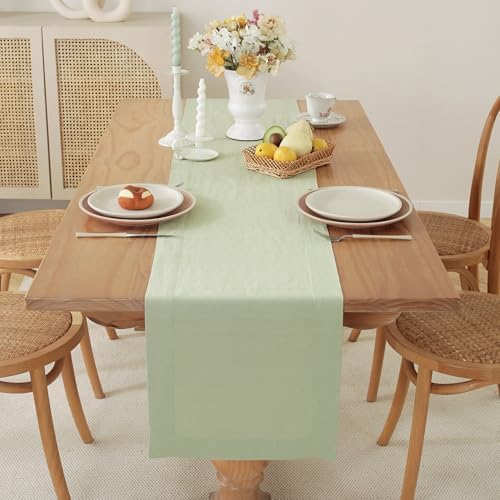 100% Pure French Linen Table Runner (SAGE,14x120 Inch) - Image 4
