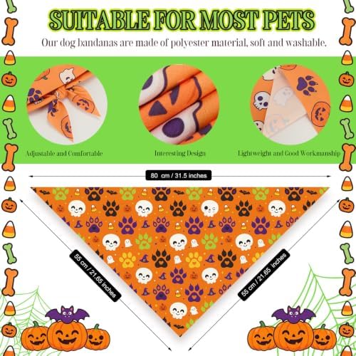Abbylike 50 Pcs Halloween Dog Bandanas Bulk Cute Dog Paw Prints Pattern - Image 3