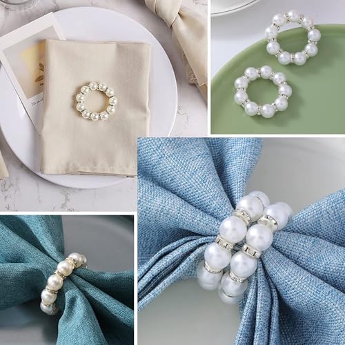 100 Pcs Silver Pearl Napkin Rings, Imitation Pearl, for Wedding Parties - Image 4