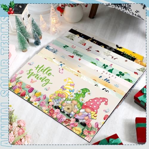 Tinideya 12 Pcs Seasonal Welcome Doormats, 10 x 22 Inches,Gnome Style - Image 2