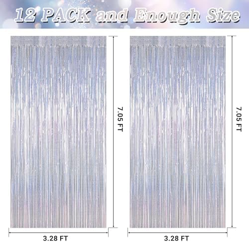 ZATAYE 12 Pack Glitter Silver New Years Eve Foil Curtain Decorations - Image 2