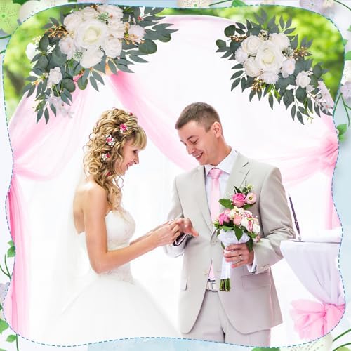 Wedding Arch Decorations 2 Pack, White Arch Flowers Swag Set - Image 5