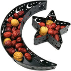 Moon Star Dinner Plate Tray Fruit Plate Ramadan Decoration, Eid Mubarak Moon Star Serving Tray Tableware Dessert Food Storage Container for Islam Muslim Party Festival Table Decor - Image 2