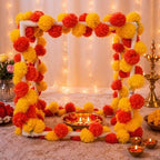 Ganpati Decor Marigold Garland with Mandap Tent Frame for Diwali Pooja - Image 3