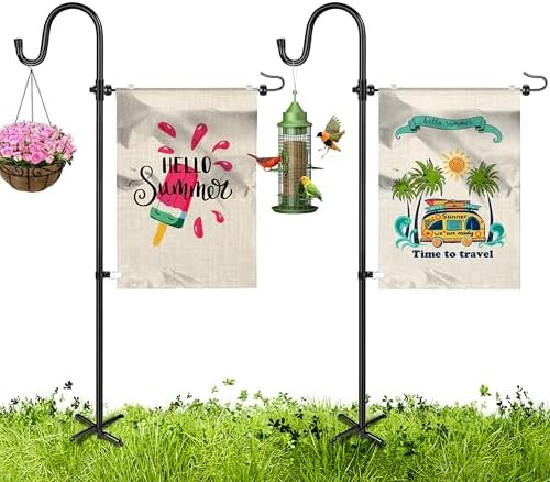 XDW-GIFTS Garden Flag Stand, Sturdy 2-Pack Flag Pole Holder with Shepherd Hook for Yard Decorations Outdoor Garden Flag Holder for 14''x20'' Flags 45 in Heavy Duty Yard Flag Post Stake (Without Flag) by XDW-GIFTS