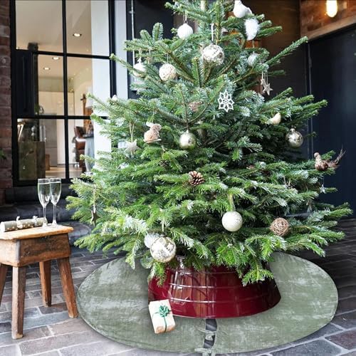 Sophia-Art Christmas Tree Skirt, Luxury Velvet Plush Skirt, Xmas Decoration Holiday Party Décor, Soft Velvet Home Décor Merry Christmas Party Christmas Tree Decorations (Sage Green,56 Inch) - Image 3