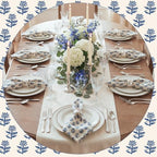 Mindsoft Set of 12 Floral Cloth Napkins Blue Linen Cloth Napkins - Image 6