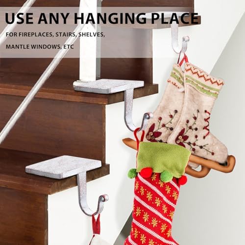 Tandefio 6 Pcs Christmas Stocking Holders for Mantle, Vintage White - Image 6