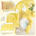 18 Pack Cheesecloth Table Runner 10FT Light Yellow Table Runner Boho Gauze Cheese Cloth Table Runners Long Rustic Sheer Table Decorations for Wedding Party Baby Bridal Shower Birthday Holiday Home - Image 3