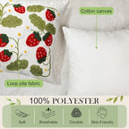 Tranqun Set of 2 Strawberry Throw Pillow Covers 20 x 20 Inches 3D Embroidered Cute Summer Fruit Sweet Decorative Pillow Cover Living Room Couch Sofa Bed Holiday Spring Summer Home Decor - Image 4