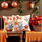 Fall Embroidered Throw Pillow Covers 20x20 Pack of 2 Vintage Birds - Image 7