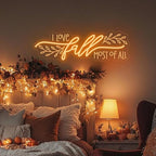 I Love Fall Most Of All LED Neon Sign, Dimmable Fall Home Bedroom Wall Decor Neon Light Autumn Party Garden Harvest Thanksgiving Door Decor by Unknown