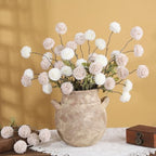 DuHouse 9pcs Artificial Flowers Faux Silk Pompon Mum by DuHouse