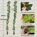 2Pcs 157"Fireproof Faux Grape Vine Garland Greenery Leaves Branches Hanging - Image 4