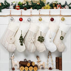 LUBOT Boho Christmas Stockings with Name Tag Set of 6 Rustic Farmhouse Country Large Family Xmas Stocking 20" with Fringe Pendant Fireplace Hanging Decor 6 Pack - Image 4
