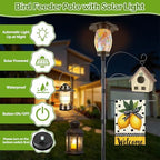 4-Hook Solar Shepherds Hooks for Outdoors,80In Bird Feeder Pole with 5 Prongs Base|Flag Holder|Solar Lights,Heavy Duty Garden Stand Hooks for Hanging Plant Baskets,Wind Chimes,Lanterns - Image 3