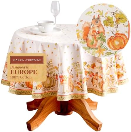 Maison d' Hermine Table Cloth Round Table Reusable 100% Cotton 69" Diameter by MaisondHermine