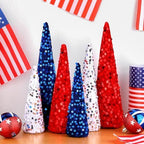 6 Pcs Red White Blue Glitter Cone Trees 4th of July,Independence Day - Image 5