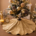 Velvet Christmas Tree Skirt Decor, 36 Inches, Scalloped Edge, Gold by Vertintong