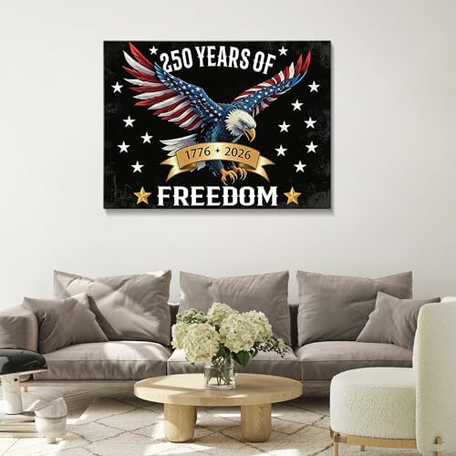 HomeifHue July 4th Patriotic Canvas Wall Art 4th of July USA Decorations American Flag Painting Picture Eagle Pictures for Wall Decor Independence Day Home Decor（F8 24x36in） - Image 2