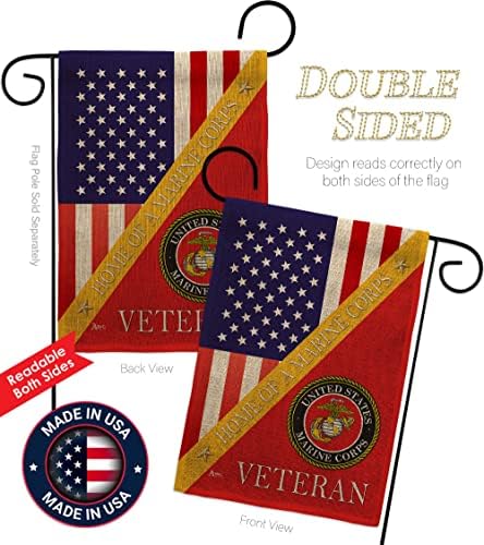 Home of Marine Corps Burlap Garden Flag - Set Wall Holder Armed Forces USMC Semper Fi United State American Military Veteran Retire Official - House Banner Small Yard Gift Double-Sided 13 X 18.5 - Image 3
