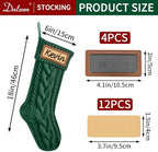 Dalzom® 4Pcs Personalized Christmas Stockings with Leather Patches Custom Name, 18” Premium Large Knitted Christmas Stockings for Kids, Family, Holiday and Fireplace Party Decoration - Image 2