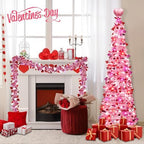 Valentines Day Decorations 5Ft Pink Valentines Christmas Tree with Lights Timer Battery Operated Pop Up Artificial Tree with Heart Ornaments, Heart Topper Decorations for Indoor Home Outdoor Office - Image 3