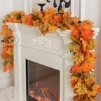 PARTY JOY 6PCS Orange Leaf Garland, 5.6Ft Halloween Garland Artificial Maple Leaf Autumn Hanging Fall Vines Thanksgiving Decorations Fall Decor - Image 4