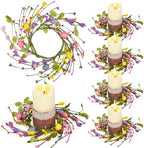 Pillar Candle Ring Wreaths Mini Purple Lavender Table Centerpieces Wreath 9 Inch Wreath for Cabinets Artificial Farmhouse Lavender Wreaths for Front Door Porch Wall Window (6, Easter-2) by Unknown