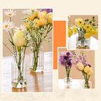 12 Pcs Ribbed Glass Bud Vases Set, 4 Styles Clear Small Flower Vases - Image 4