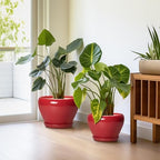 Ceramic Plant Pots, 10+8+6 Inch Ceramic Planters, Bright Red - Image 5