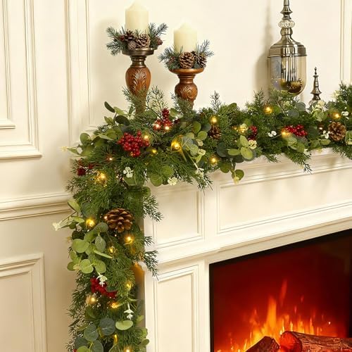 Joyhalo 6FT Christmas Garland with Lights Battery Operated by Joyhalo