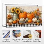 WAXWHELK Pumpkin Fall Canvas Wall Art, Pumpkin Sunflower Harvest Still Life Painting Pictures Rustic Farmhouse Autumn Thanksgiving Home Decor Artwork for Living Room Bedroom (24"x47") - Image 6