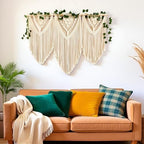 guzhiou large macrame wall hanging - Boho Tapestry Macrame Wall Decor Art- Chic Bohemian Handmade Woven Tapestry Home Decoration for Bedroom Living Room Apartment Wedding Party - 43"x32" (with Ivy) - Image 4