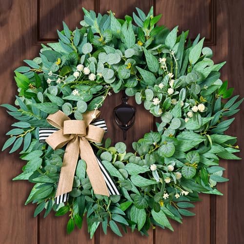 WREATHOME 26'' Large Eucalyptus Wreath for Front Door Year Round by WREATHOME