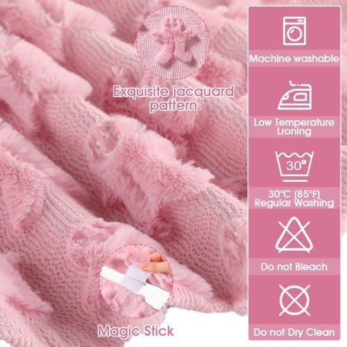 Civaner 48in Pink Gingerbread Christmas Tree Skirt Faux Fur - Image 3