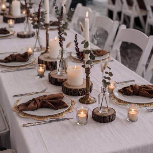 24 Pcs 13" Scalloped Woven Paper Brown Placemat, Wavy Border Design - Image 6