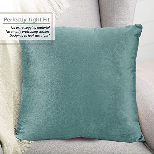 Nestl Throw Pillow Covers, Cozy Velvet Decorative Outdoor Pillow Covers 20X20 Inches, Soft Solid Cushion Covers for Sofa, Bed and Car, Set of 4 - Teal - Image 4