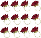 60 PCS Red Rose Shape Towel Buckle Napkin Ring Wedding Valentine's Day Hotel Table Decor Metal Gold Napkin Holder - Image 3
