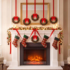 6 Pcs 10 Inch Mini Christmas Norfolk Wreath for Cabinet Decoration - Image 6
