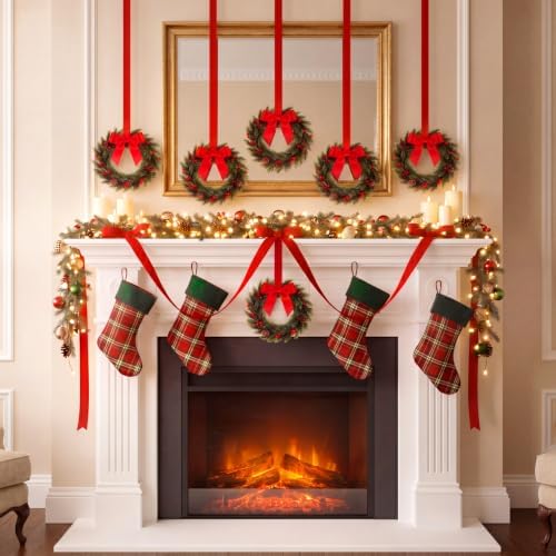 6 Pcs 10 Inch Mini Christmas Norfolk Wreath for Cabinet Decoration - Image 6