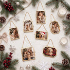 Qunclay 6 Pcs Christmas Brass Picture Frame Ornaments 6 Sizes Xmas Metal Double Glass Hanging Photo Frame with Metal Chain for Christmas Tree Decoration (Gold, 6 Styles) - Image 4
