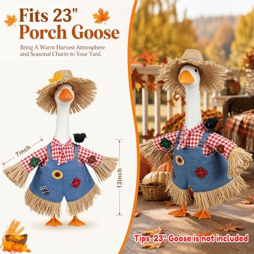 Fall Porch Goose Outfit Scarecrow Costume, Thanksgiving Porch & Yard Decor - Image 3