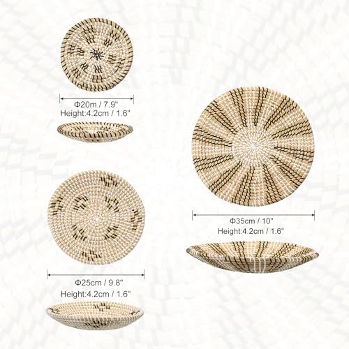 uxcell 3pcs Bohemian Wall Basket Decor Set Hanging Woven Wall Basket - Image 4